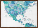 Aqua map of the United States and the Caribbean sea Poster