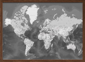 Detailed world map with cities, Patwin Poster