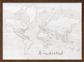 Wanderlust, detailed world map with cities, Maeli white Poster