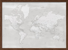 Detailed world map with cities, Maeli neutral Poster