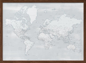 Detailed world map with cities, Maeli cold Poster