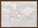 Detailed world map with cities, Maeli warm Poster