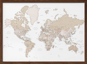 Detailed world map with cities, Louie Poster