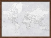 Detailed world map with cities, Siv Poster