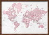 etailed world map with cities, Melit Poster