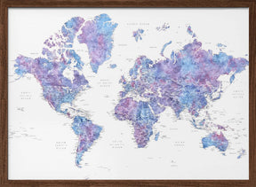 Detailed world map with cities, Raul Poster