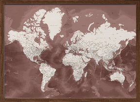 Detailed world map with cities, Hikmat Poster