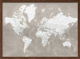 Detailed world map with cities, Orien Poster