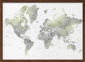 Detailed world map with cities, Hollace Poster