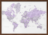 Watercolor world map with cities, Tanya Poster