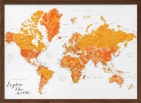 Explore world map with cities, Carlotta Poster