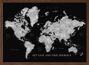 Baibah world map with cities, get lost Poster