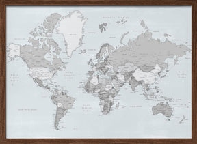 Distressed world map with cities, Darryl Poster