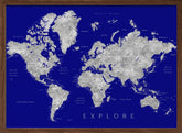 Explore world map with cities, Valrie Poster