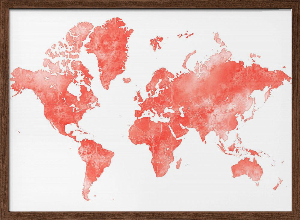 World map with outlined countries, Coralinah Poster