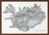 Island - Iceland map in gray watercolor with native labels Poster