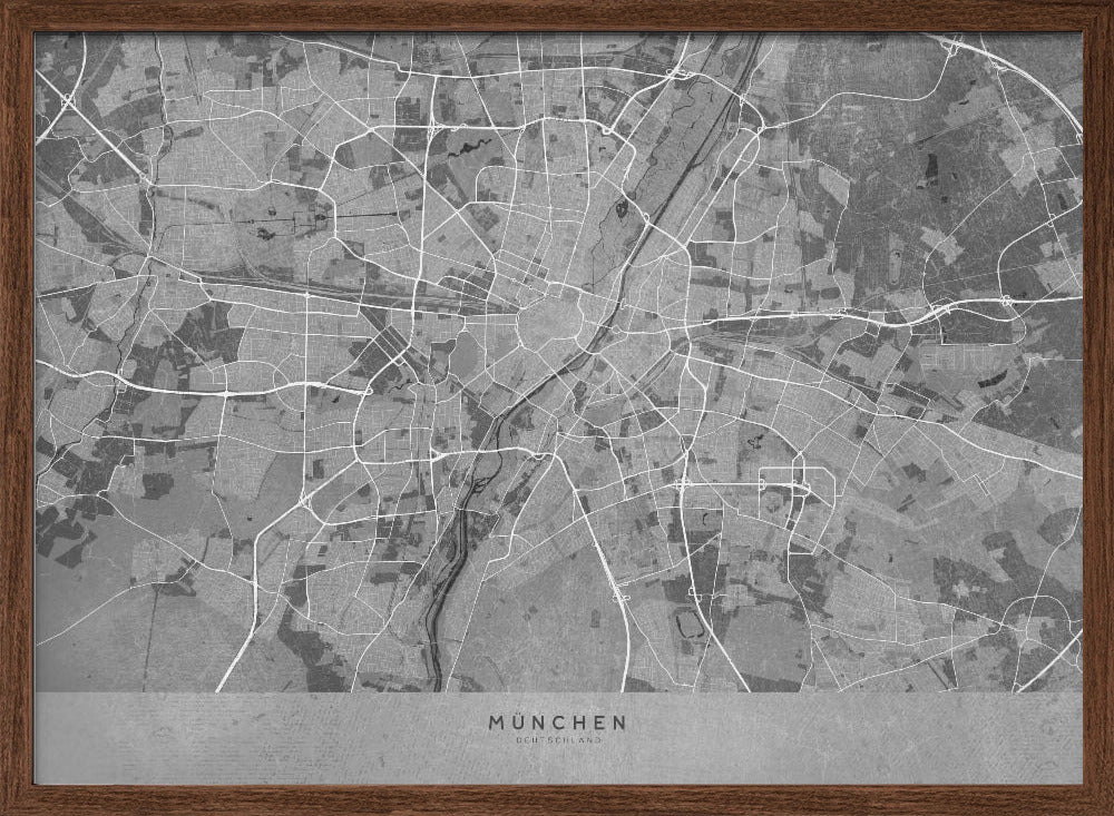 Gray vintage map of Munich Germany Poster