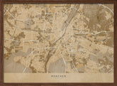 Sepia vintage map of Munich Germany Poster