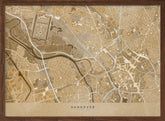 Sepia vintage map of Hannover downtown Germany Poster