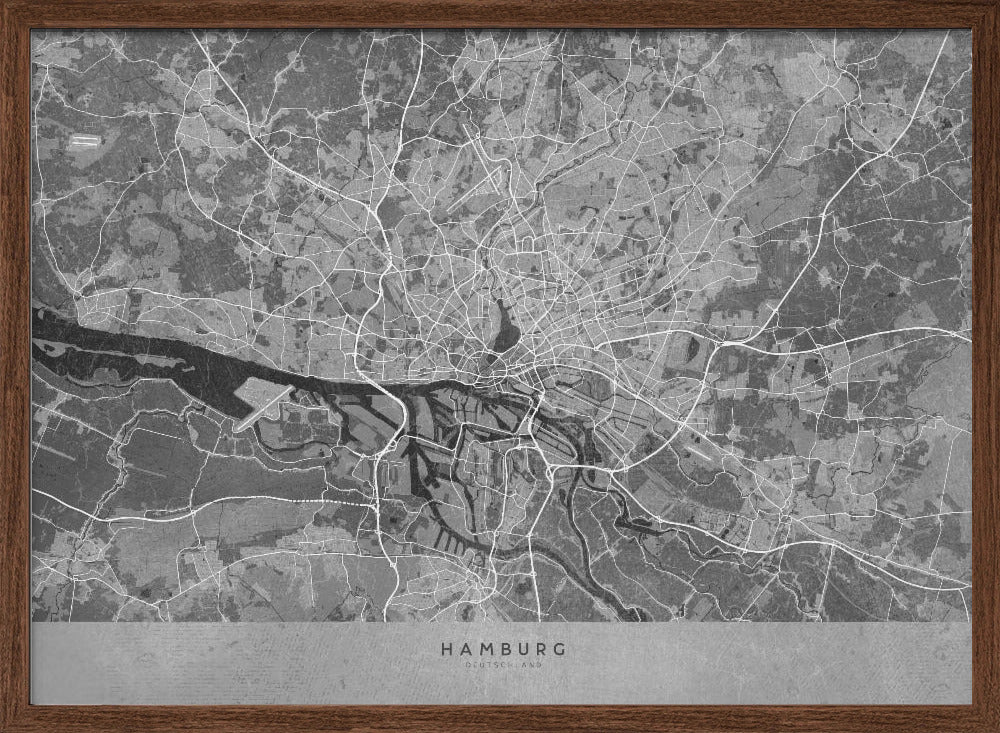 Gray vintage map of Hamburg Germany Poster