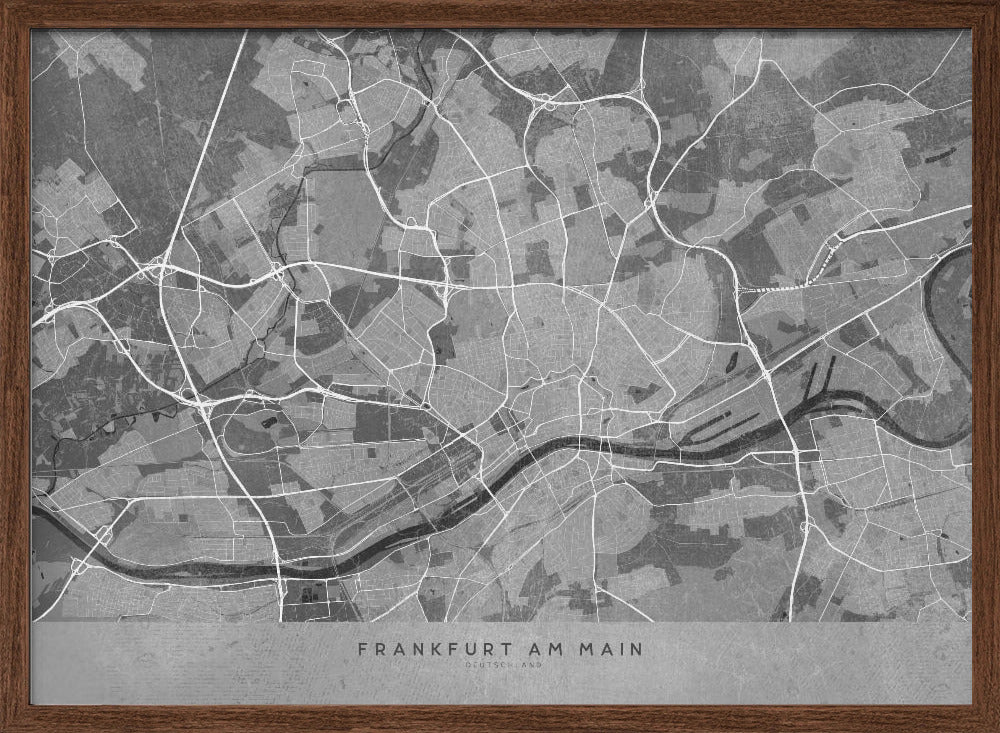 Gray vintage map of Frankfurt Germany Poster