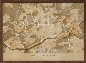 Sepia vintage map of Frankfurt Germany Poster