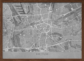 Gray vintage map of Dortmund Germany Poster