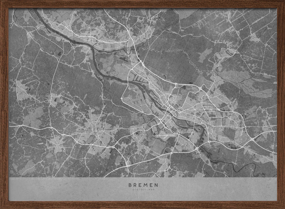 Gray vintage map of Bremen Germany Poster