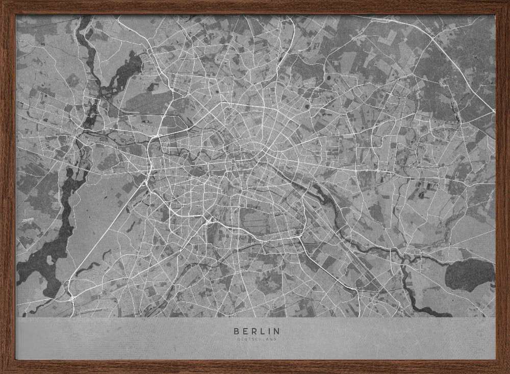 Gray vintage map of Berlin in Germany Poster