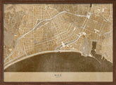 Sepia vintage map of Nice downtown France Poster