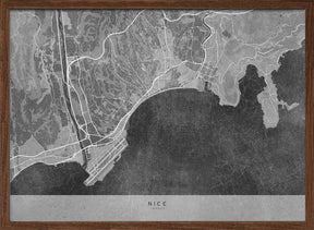 Gray vintage map of Nice France Poster