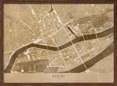 Sepia vintage map of Nantes downtown France Poster