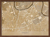 Sepia vintage map of Grenoble downtown France Poster