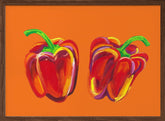 Peppers On Orange Poster