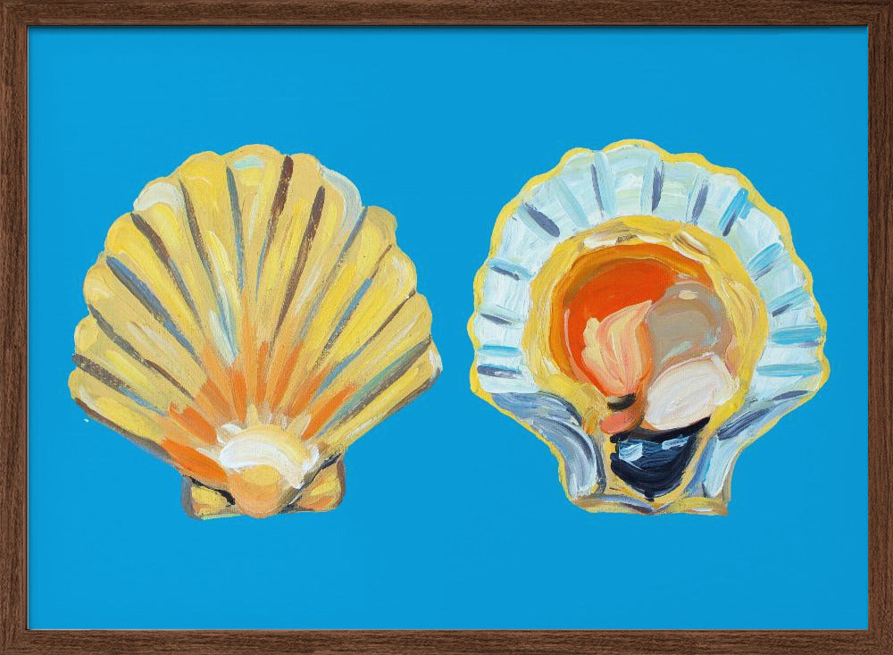 Scallops On Blue Poster