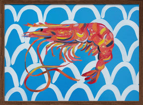 Prawn On Blue Wavey Poster