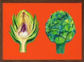 Artichokes On Orange Poster