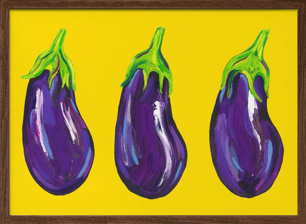 Aubergines On Yellow Poster