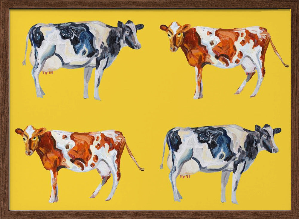 Cow Art On Yellow Poster