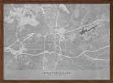 Map of Winston Salem (NC, USA) in gray vintage style Poster