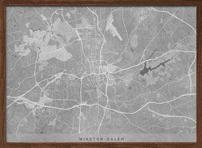 Map of Winston Salem (NC, USA) in gray vintage style Poster