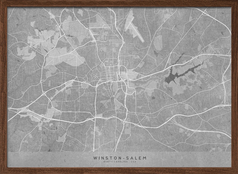 Map of Winston Salem (NC, USA) in gray vintage style Poster