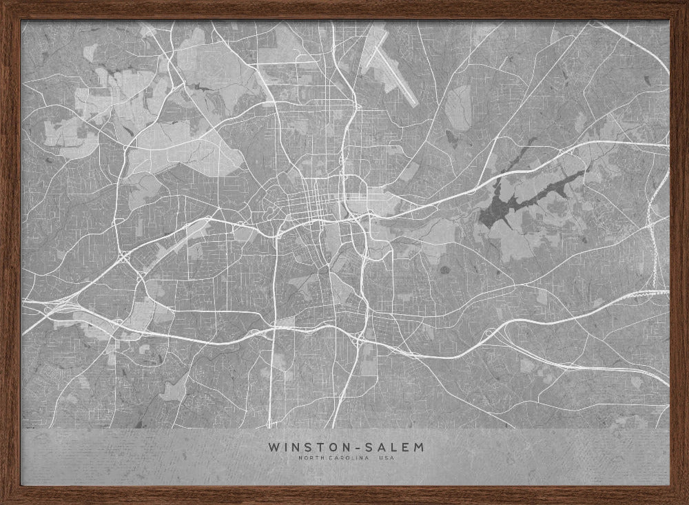 Map of Winston Salem (NC, USA) in gray vintage style Poster