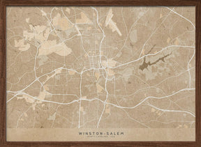 Map of Winston Salem (NC, USA) in sepia vintage style Poster