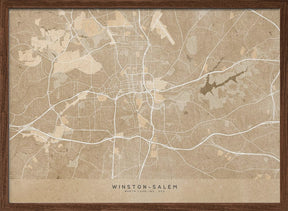 Map of Winston Salem (NC, USA) in sepia vintage style Poster