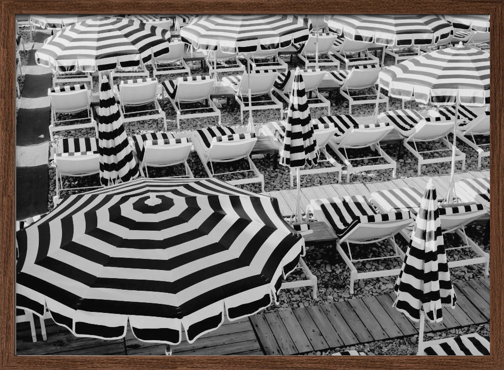 Black and White Beach Umbrellas II Poster