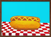 Hot Dog With Mustard Red Check Blue Poster