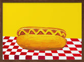 Hot Dog With Mustard Red Check Yellow Poster