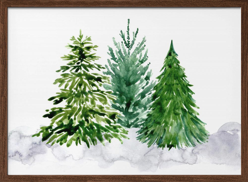 Three watercolor pine trees Poster