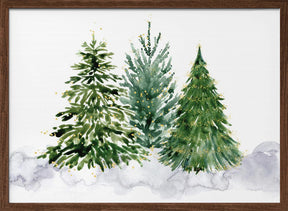 Three watercolor Christmas trees Poster